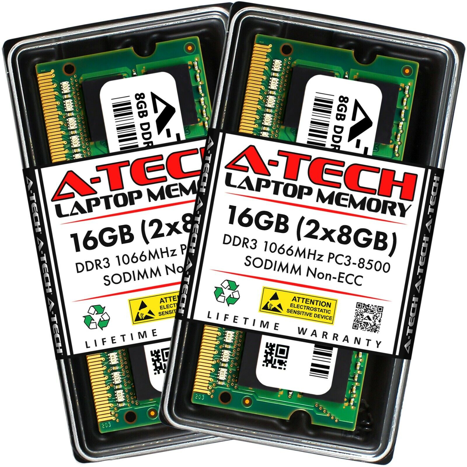 16GB KIT 2x 8GB SODIMM DDR3 NON-ECC PC3-8500 1066 MHz Laptop RAM Notebook Memory