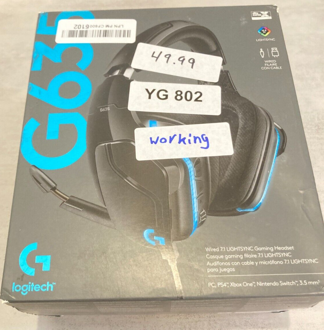 Logitech G635 7.1 LIGHTSYNC Over Ear Gaming Headset- Black & Blue