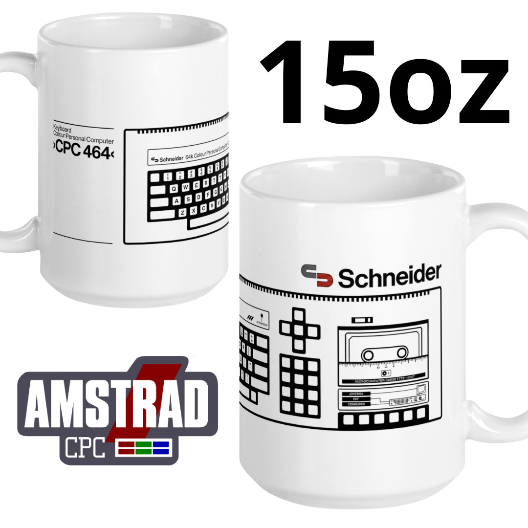Schneider CPC 464 Retro Computer Mug 15oz - Amstrad 8-Bit Keyboard Coffee Cup