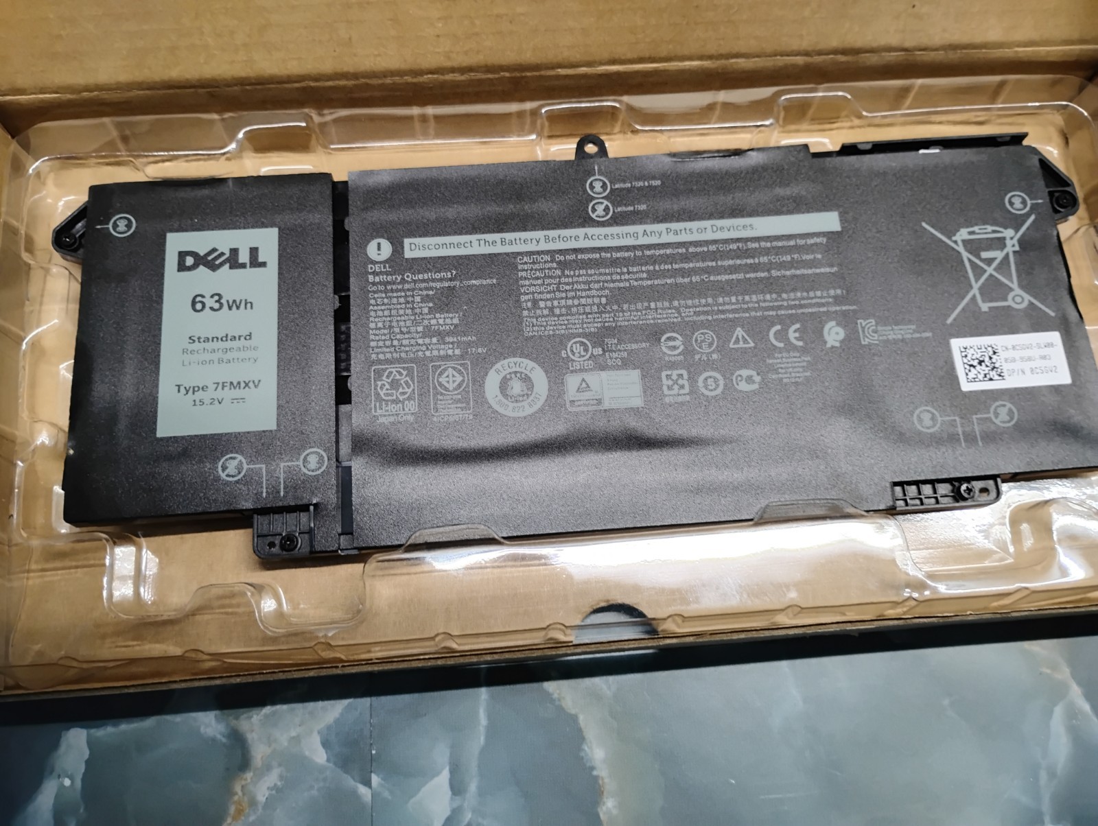 Dell 7FMXV 63Wh Laptop Battery Genuine OEM Battery Untested