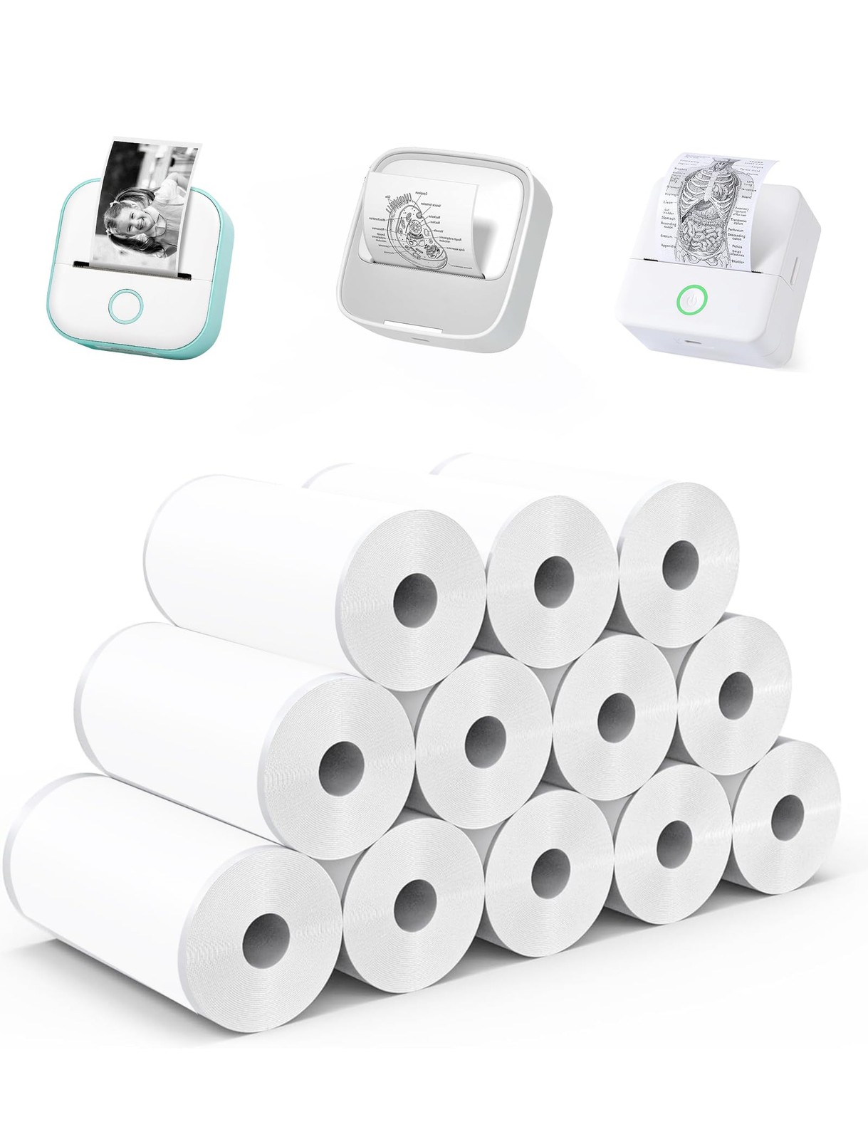 12 Rolls Mini Thermal Printer Sticker Paper Self-Adhesive, Notebuddy Mini Pri...