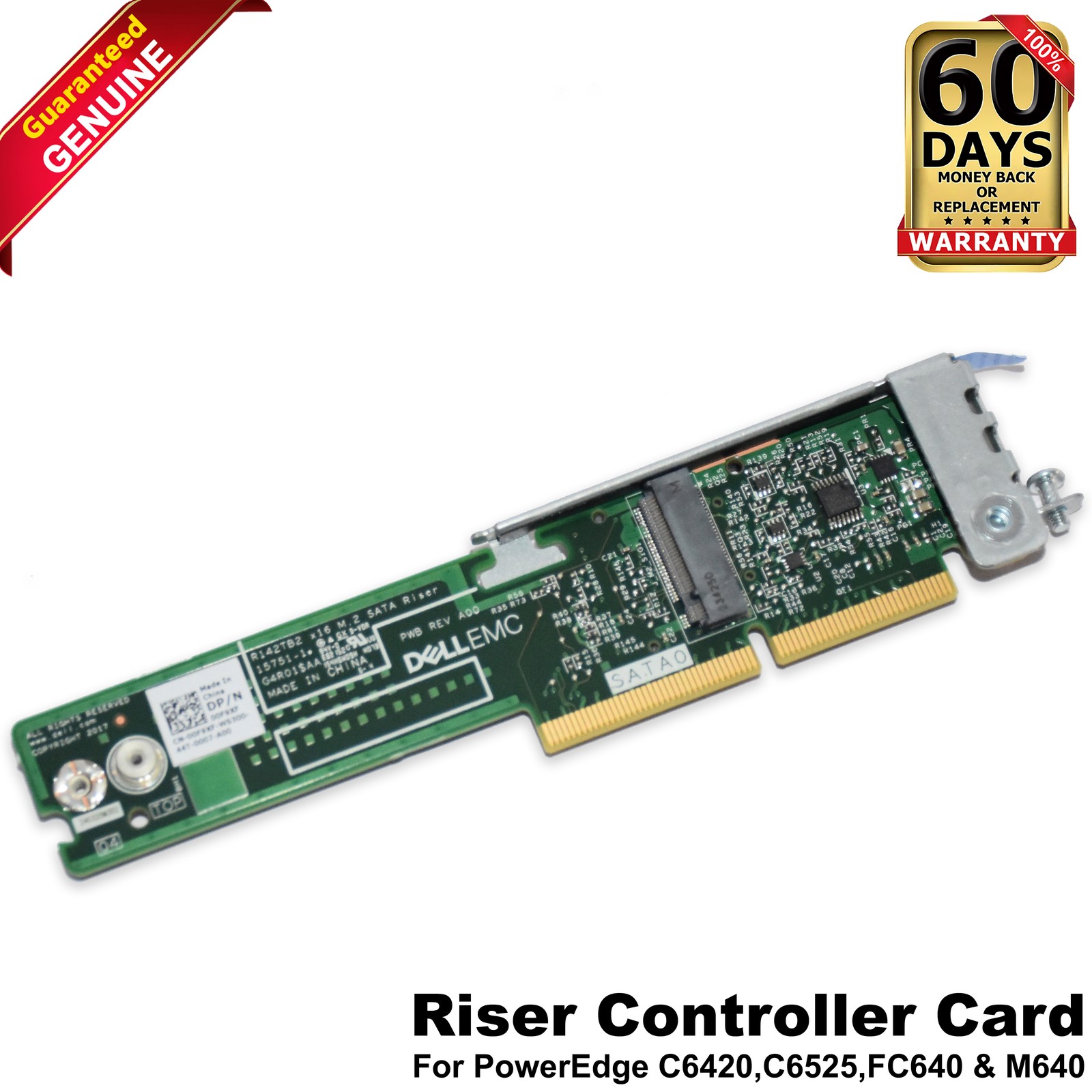 Dell EMC PowerEdge C6420 C6400 2x M.2 2280 SATA RAID 1 Riser Adapter 0F9XF