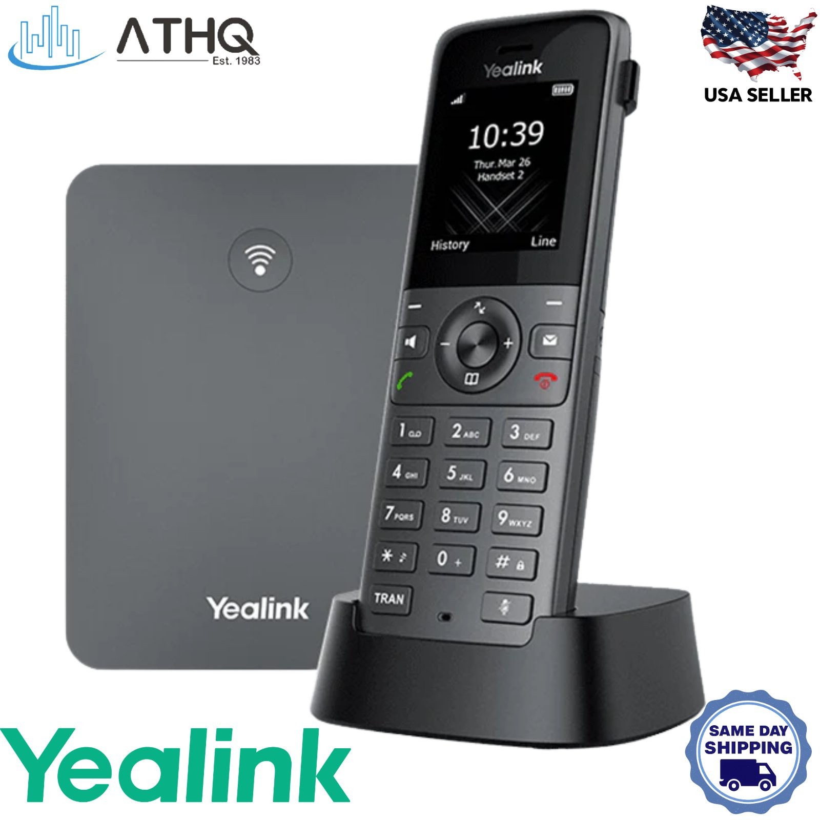 Yealink W73P DECT IP Phone System W73H Handset W70B Base, 10 SIP, 20 Call - NEW