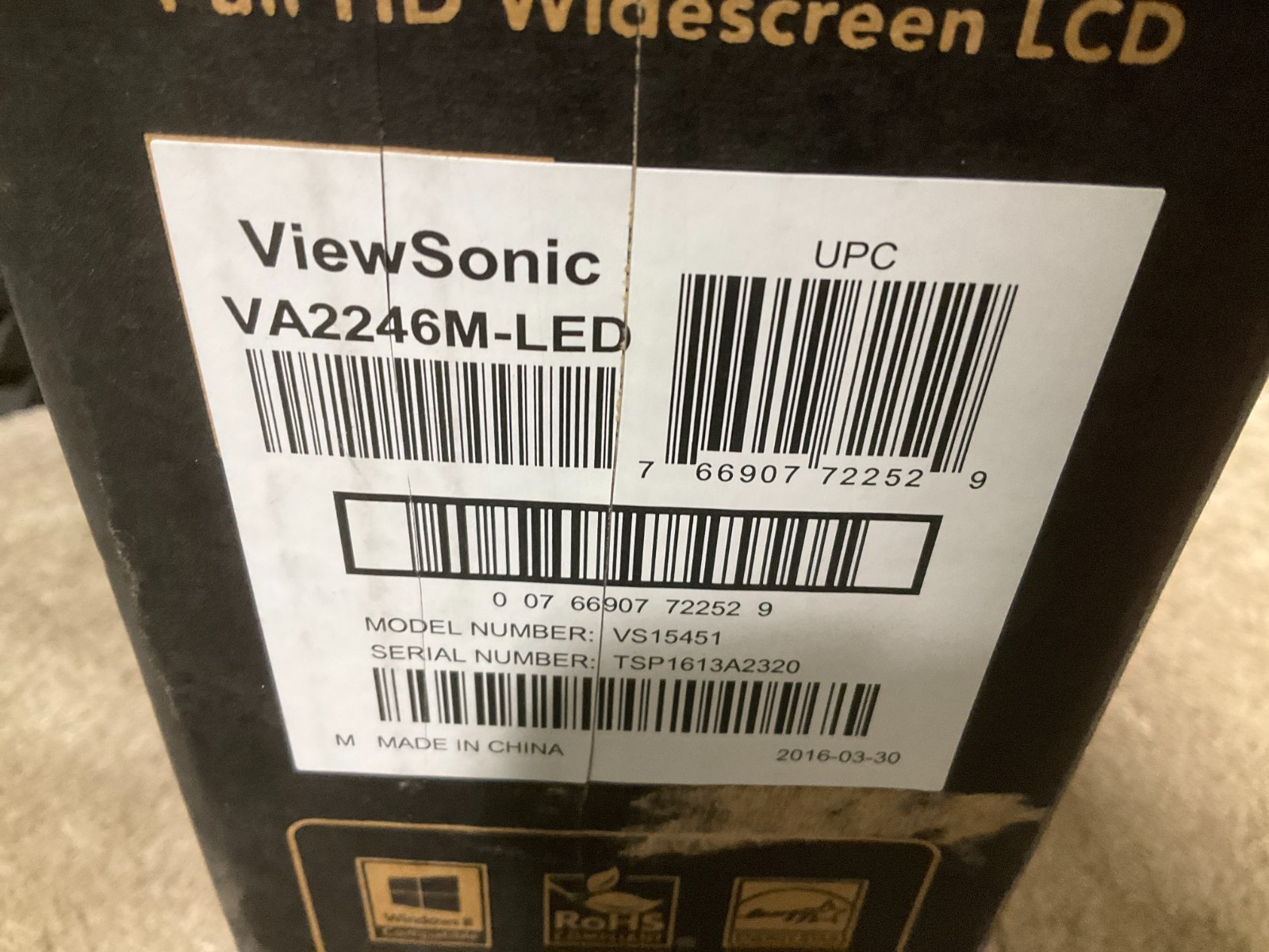 Viewsonic VA2246M 22" LED LCD Display VA2246M-LED ✅ ❤️️ ✅ ❤️ OPEN BOX