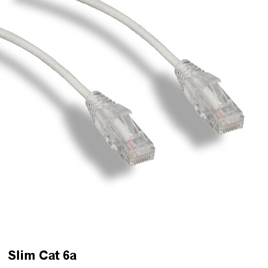 Kentek White 15' Slim CAT 6a Cable UTP Patch Snagless 10Gbps 28AWG RJ45 Ethernet