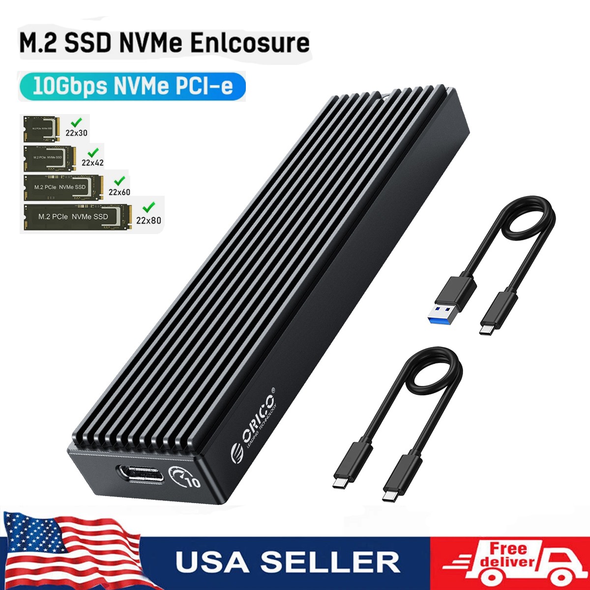 ORICO 10Gbps M.2 NVME Enclosure USB C Gen2 PCI-E SSD Case NVMe External SSD