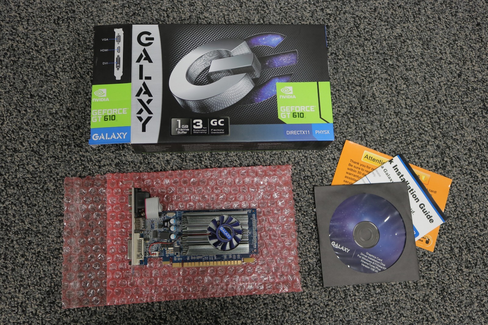 Galaxy NVIDIA GeForce GT 610 GC 1GB DDR3 PCI-E Video Card