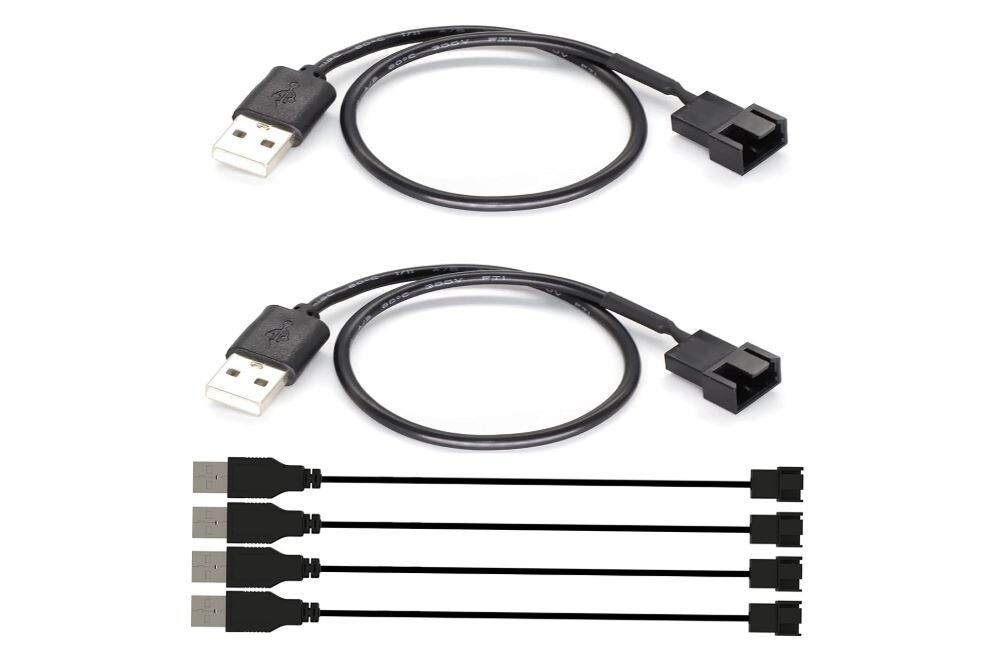USB to 3/4-Pin Fan Power Adapter Cable 5V Sleeved Cord for PC Case or 5V Fans