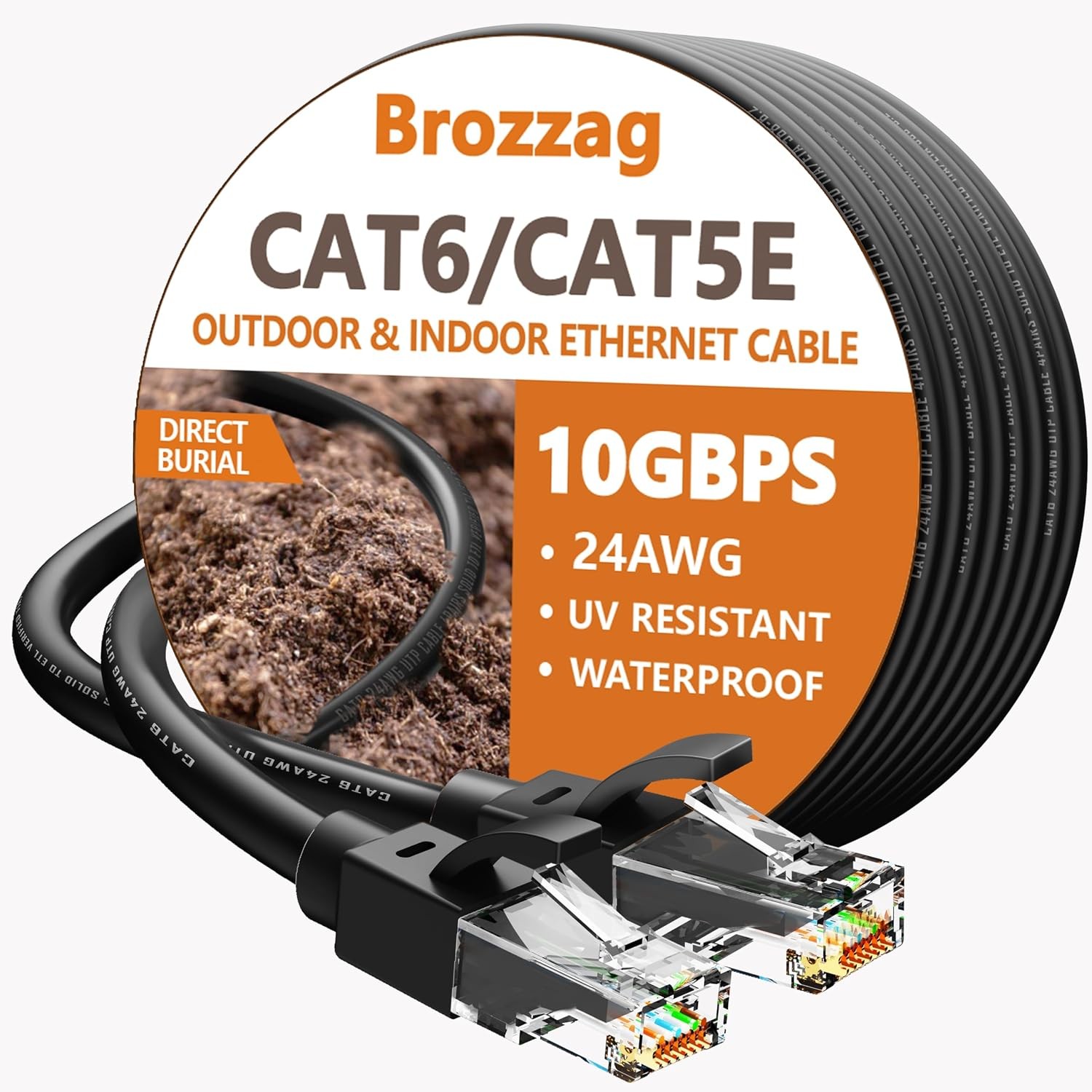 100ft 24AWG Cat6/Cat5E Ethernet Cable 10Gbps Compatible with Cat8/Cat7 Black