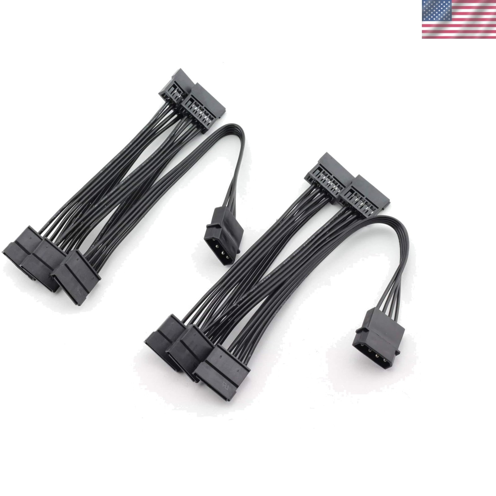 2pcs IDE to SATA Power Cable IDE Large 4 Pin to PC Server Hard Drive 15 Pin S...
