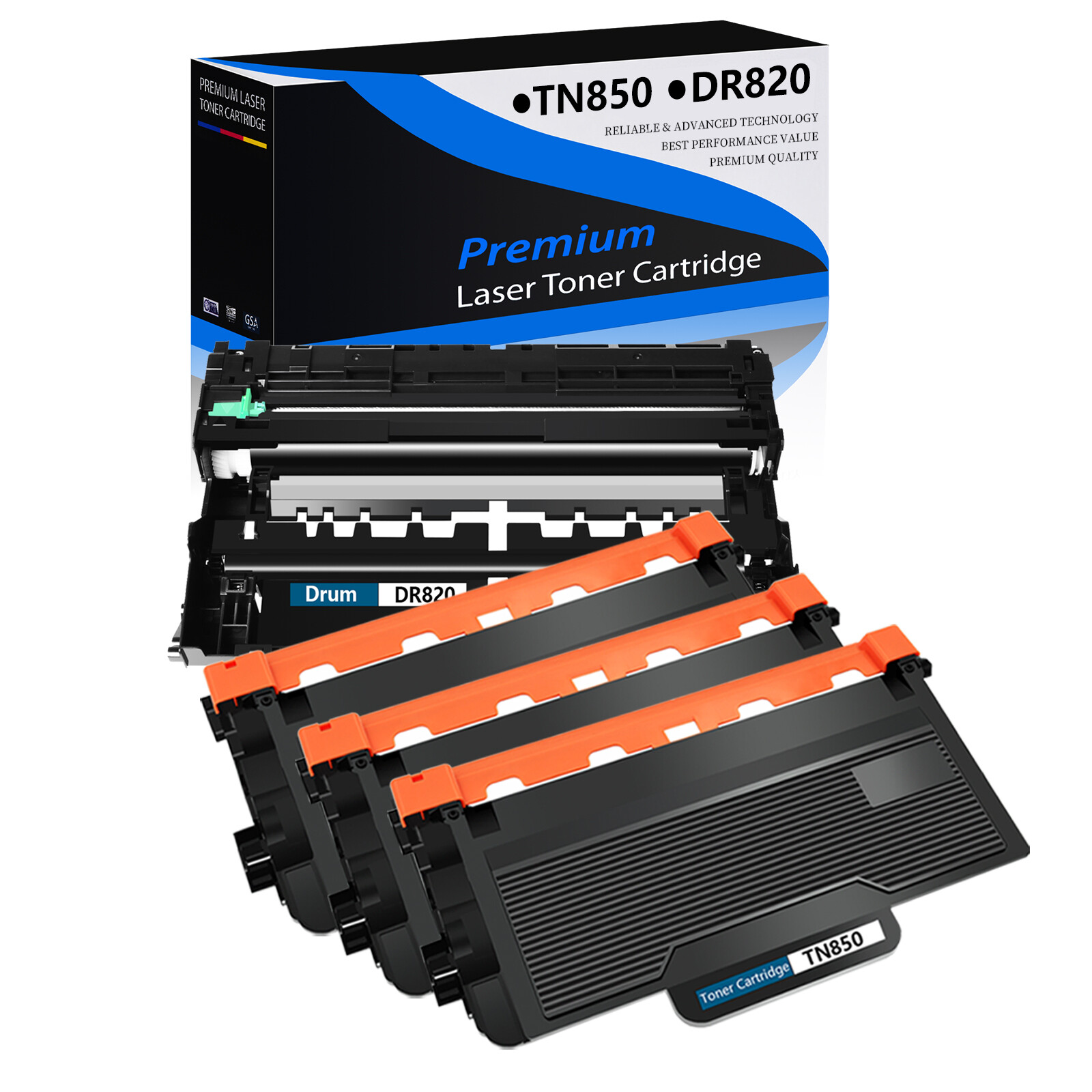 3PK TN850 Toner + 1PK DR820 Drum Unit for Brother DCP-L5500DN L5600DN L5650DN