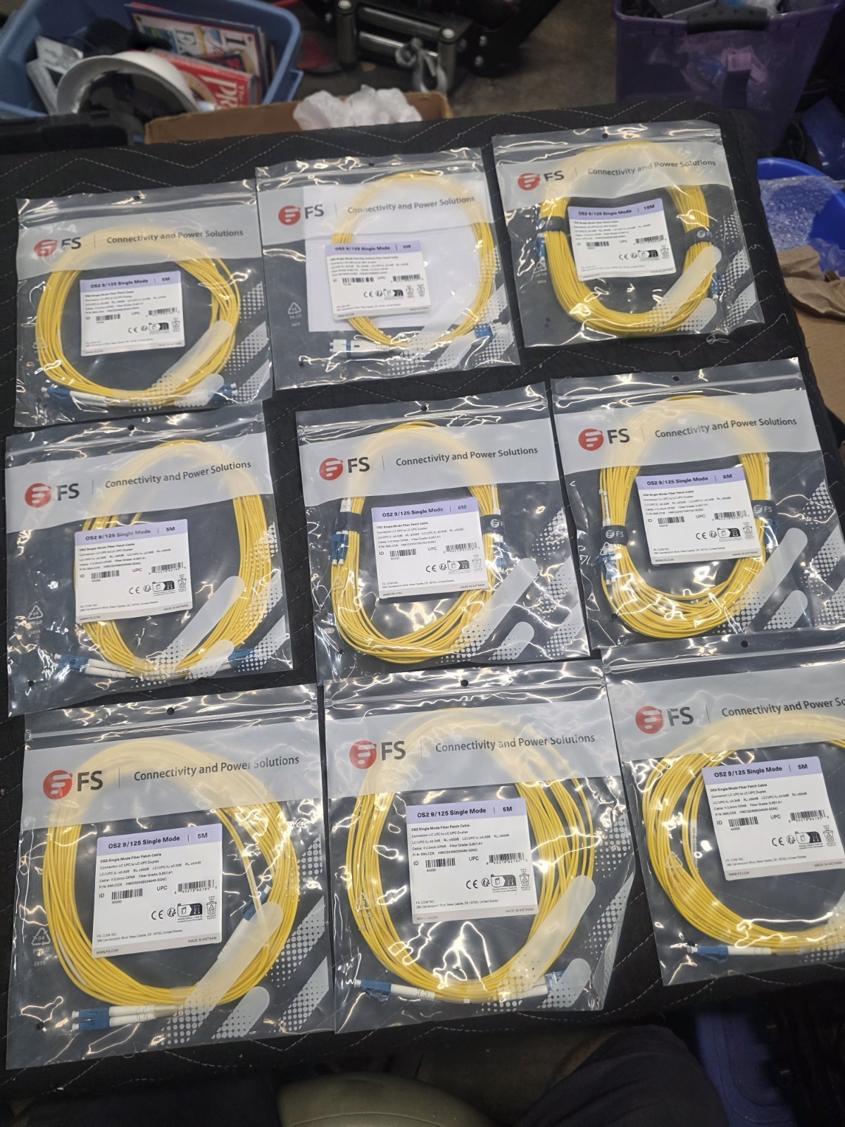 6)  5m 2) 8m 1) 15m LC UPC to LC UPC Duplex Single OS2 9/125 Fiber Optic Cable