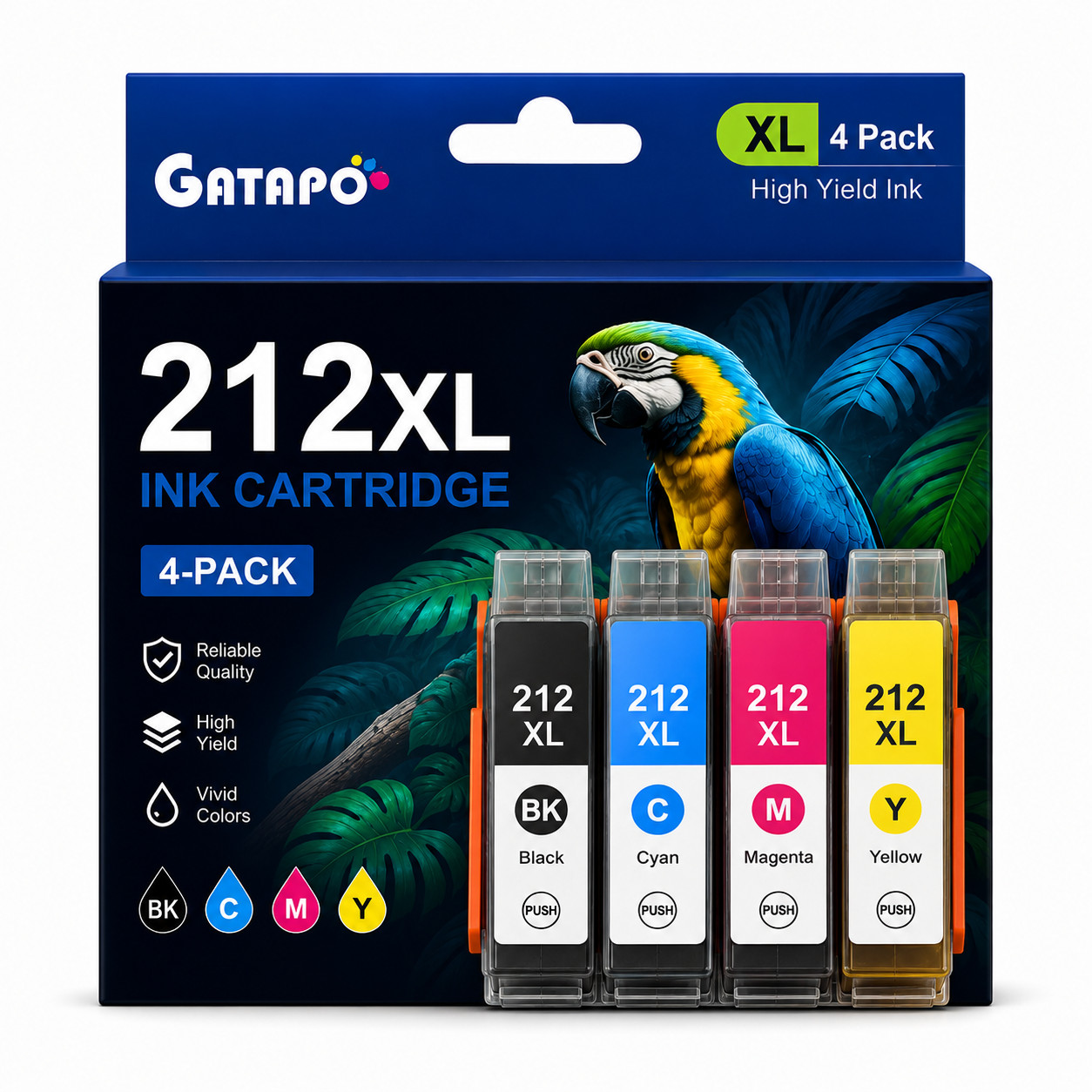 4-Pack 212XL Ink replacement for Epson Workforce WF-2830 WF-2850 XP-4100 XP-4105