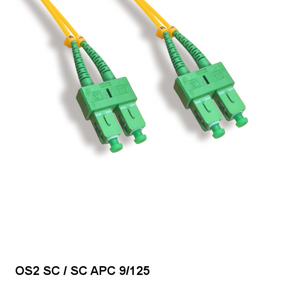 10x 2 m SC/SC APC OS2 9 /125 Duplex Single-Mode Fiber Optic Cable OFNR