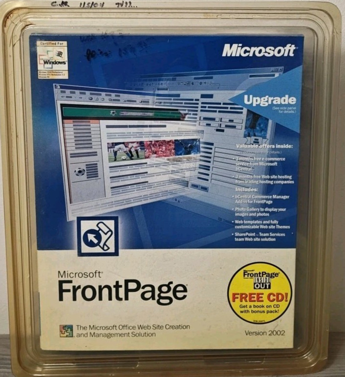 Microsoft FrontPage Version 2002 Windows XP 2000, ME, 98 Windows NT (New)