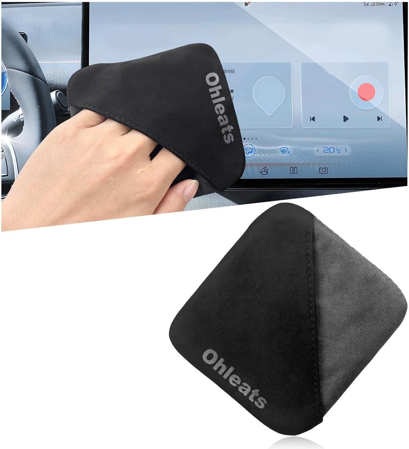 Car Screen Cleaner, Microfiber Cleaning Pad, Square