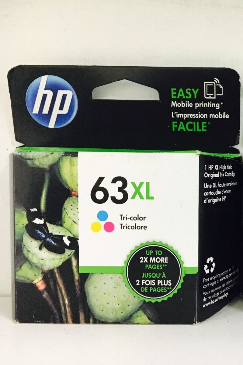New Genuine HP 63XL Color Ink Cartridge, Deskjet 3631