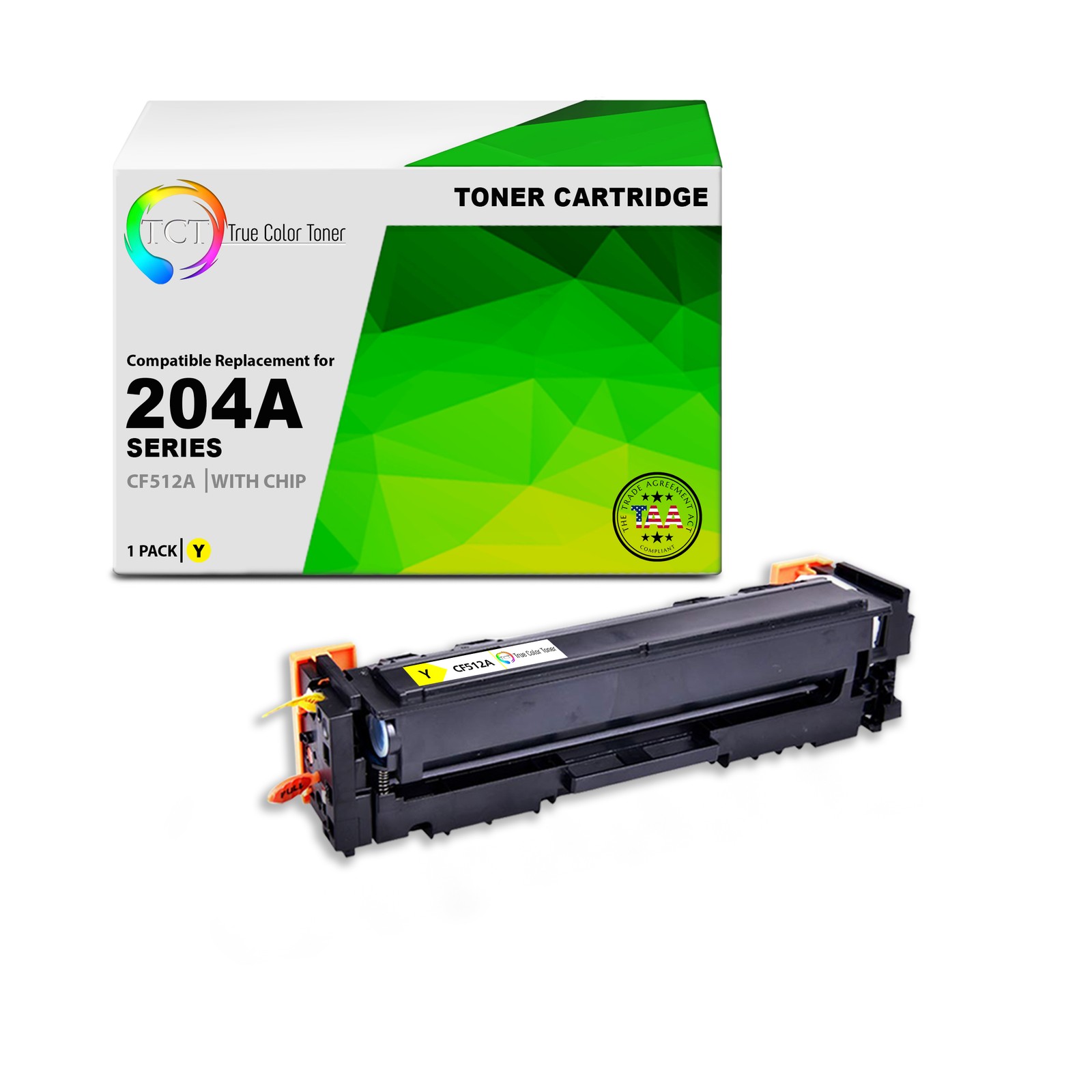 TCT CF512A TAA Compliant Toner Cartridge Replacement for HP CF512A - 204A