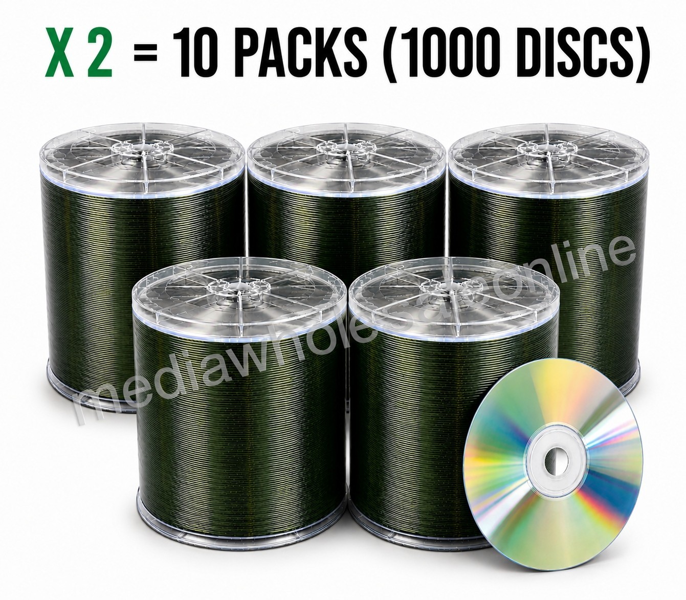 1000 Verbatim CD-R CD Silver Shiny Top 52X 700MB Blank Disc No Logo 10x100pk