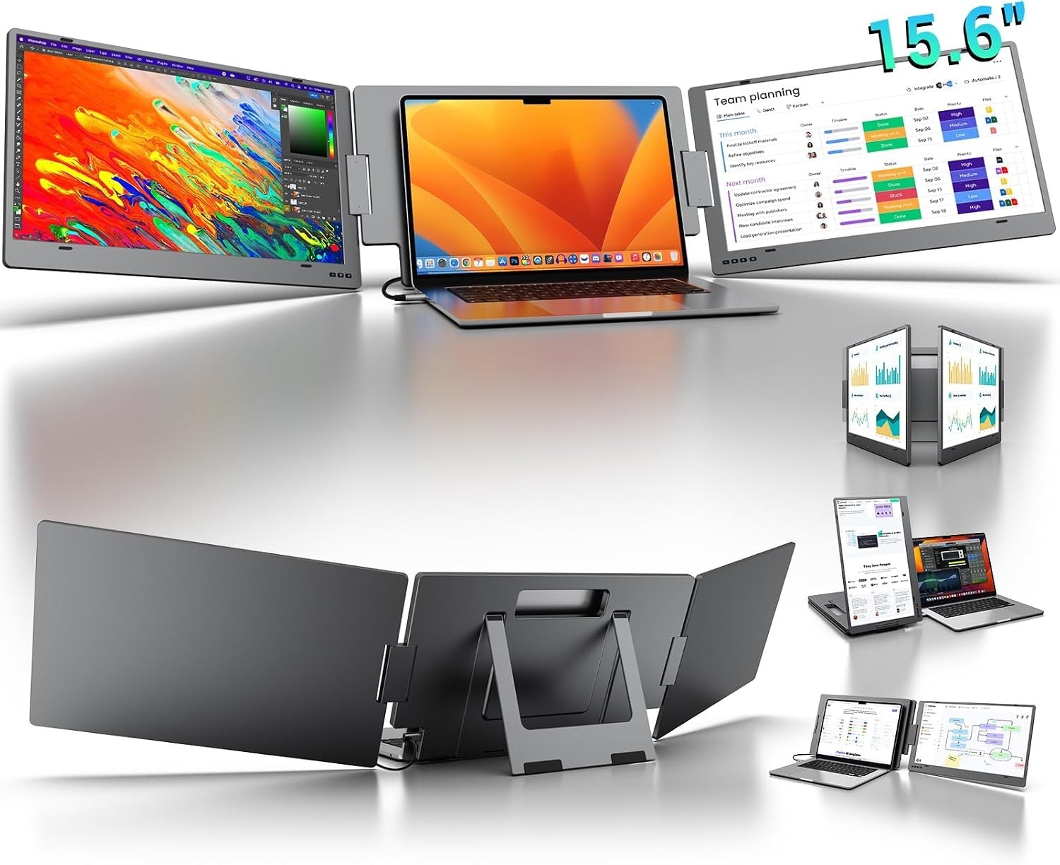 KYY X90D - Double 15.6in Portable IPS LCD Monitor FHD 1920x1080 60Hz - Grey