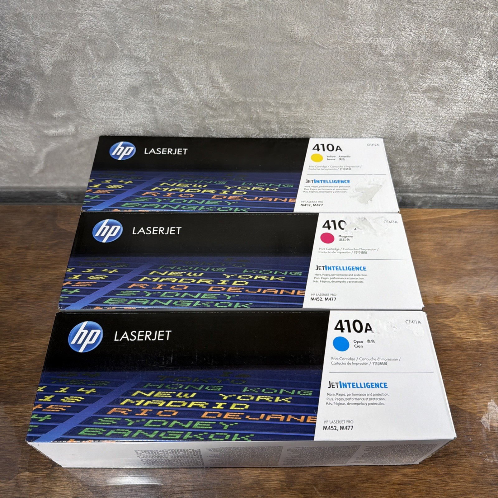 New Sealed Lot 3 HP Laserjet 410A Color Set Print Cartridge Cyan/Yellow/Magenta