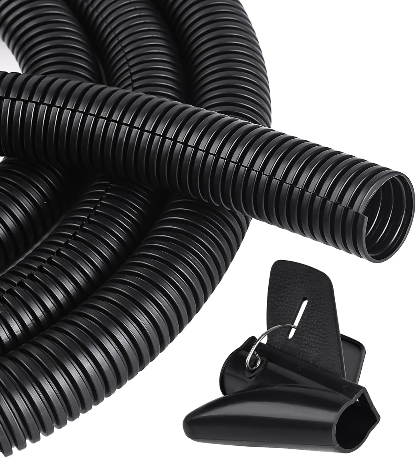 25FT - 1/2 Inch Split Wire Loom with Installation Tool - Black