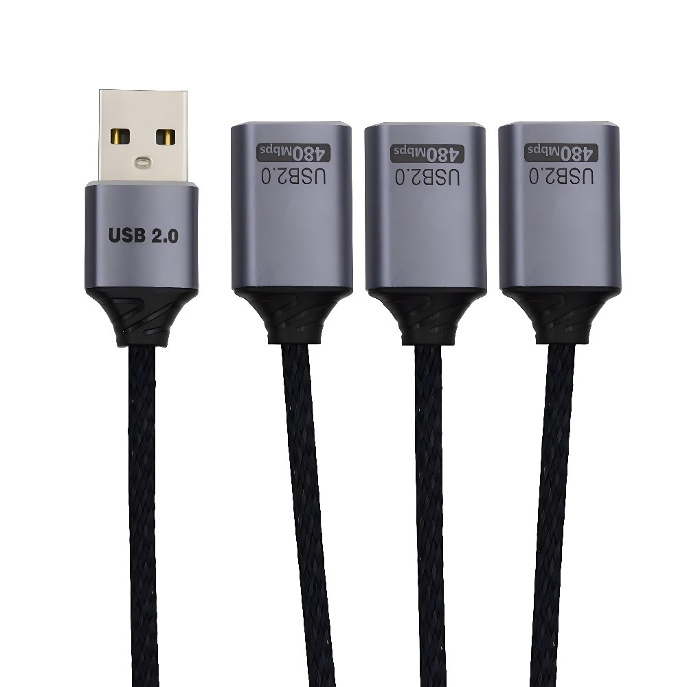 CY USB 2.0 to 3 Ports Hub Wire Type-A 1 to 3 USB Splitter Cable for Printer Disk