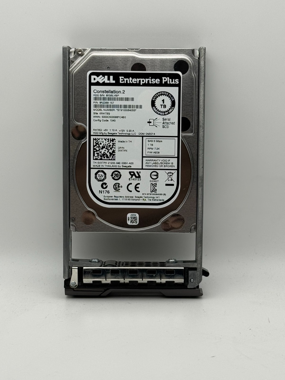 VXTPX DELL Compellent 1TB 6Gb/s 7.2K 2.5'' SAS HDD w/ tray ST91000640SS 0VXTPX