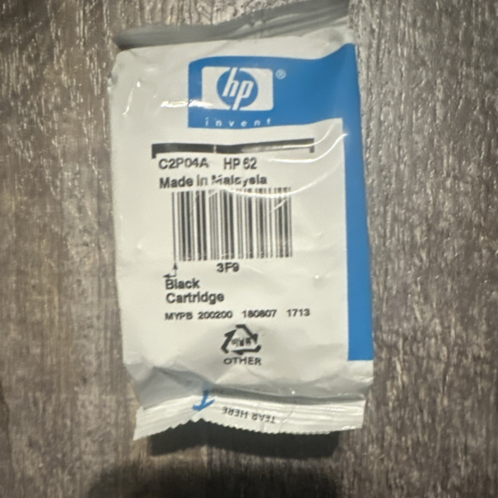 HP 62 Black Genuine Original Ink Cartridge C2P04A for Inkjet Printers