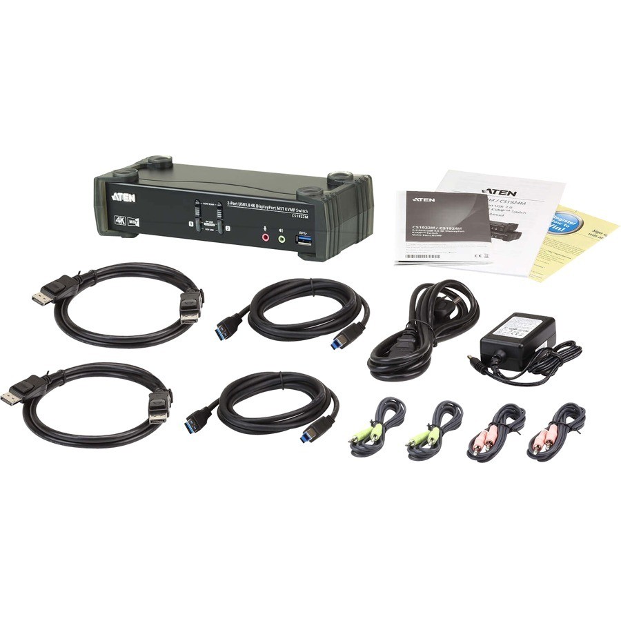 ATEN 2-Port USB 3.0 4K DisplayPort MST KVMP Switch [Cables Included] (cs1922m)