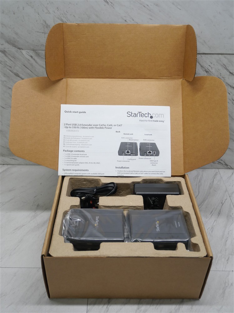 StarTech USB2002EXT2 2-Port USB 2.0 Cat5 Cat6 330ft Extender Kit Open Box