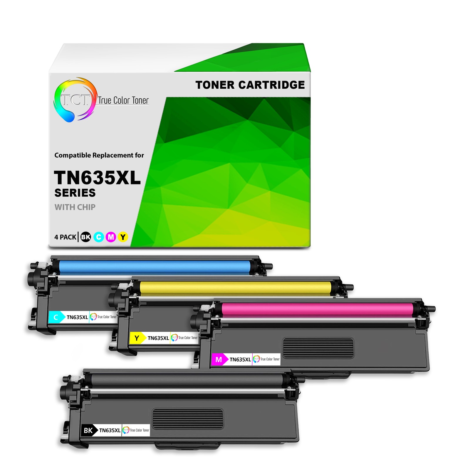 TCT Compatible BCMY Toner Cartridge Replacement for Brother TN635XL – 4-Pack