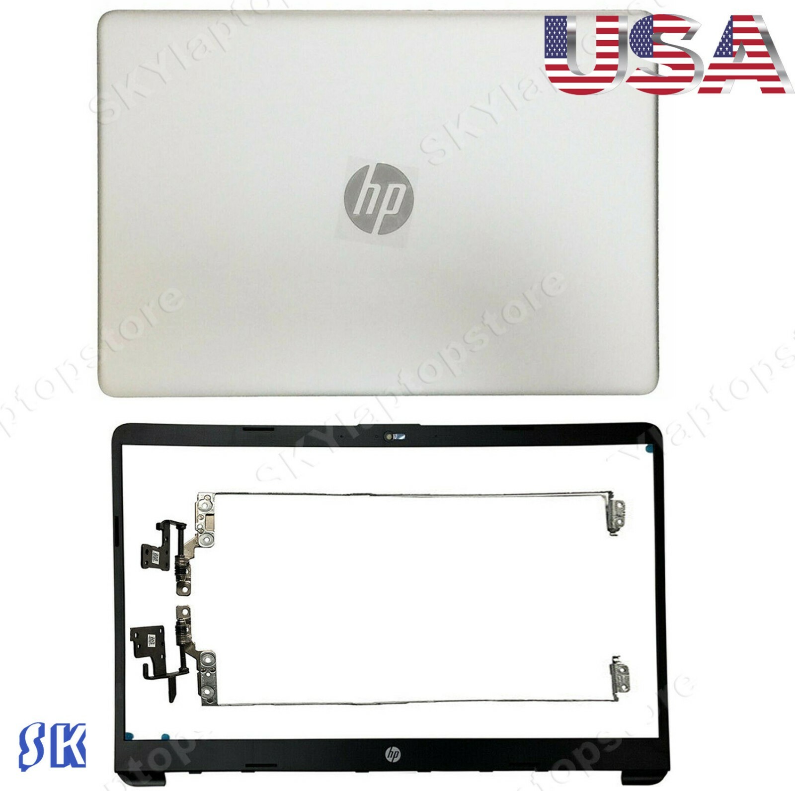 New HP 15-DW 15s-DY 15s-DU LCD Back Cover Case+ Front Bezel L52012-001+Hinges