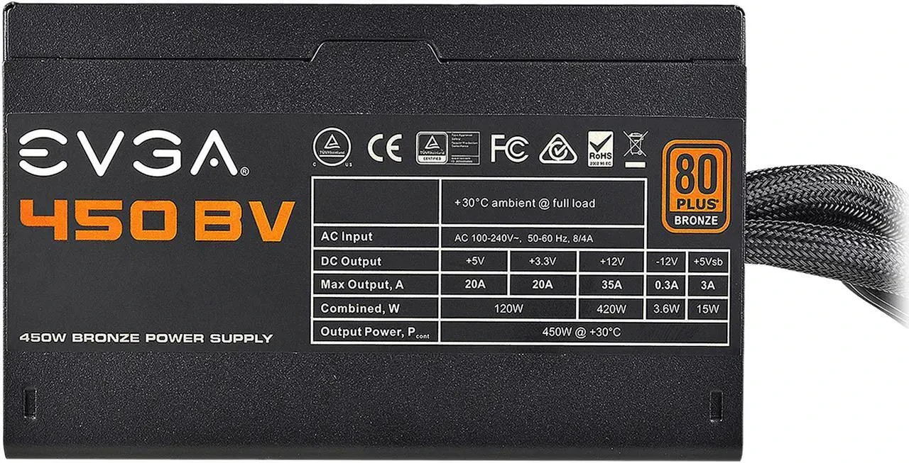 EVGA 450 BR 80+ Bronze 450W Power Supply (100-BR-0450)