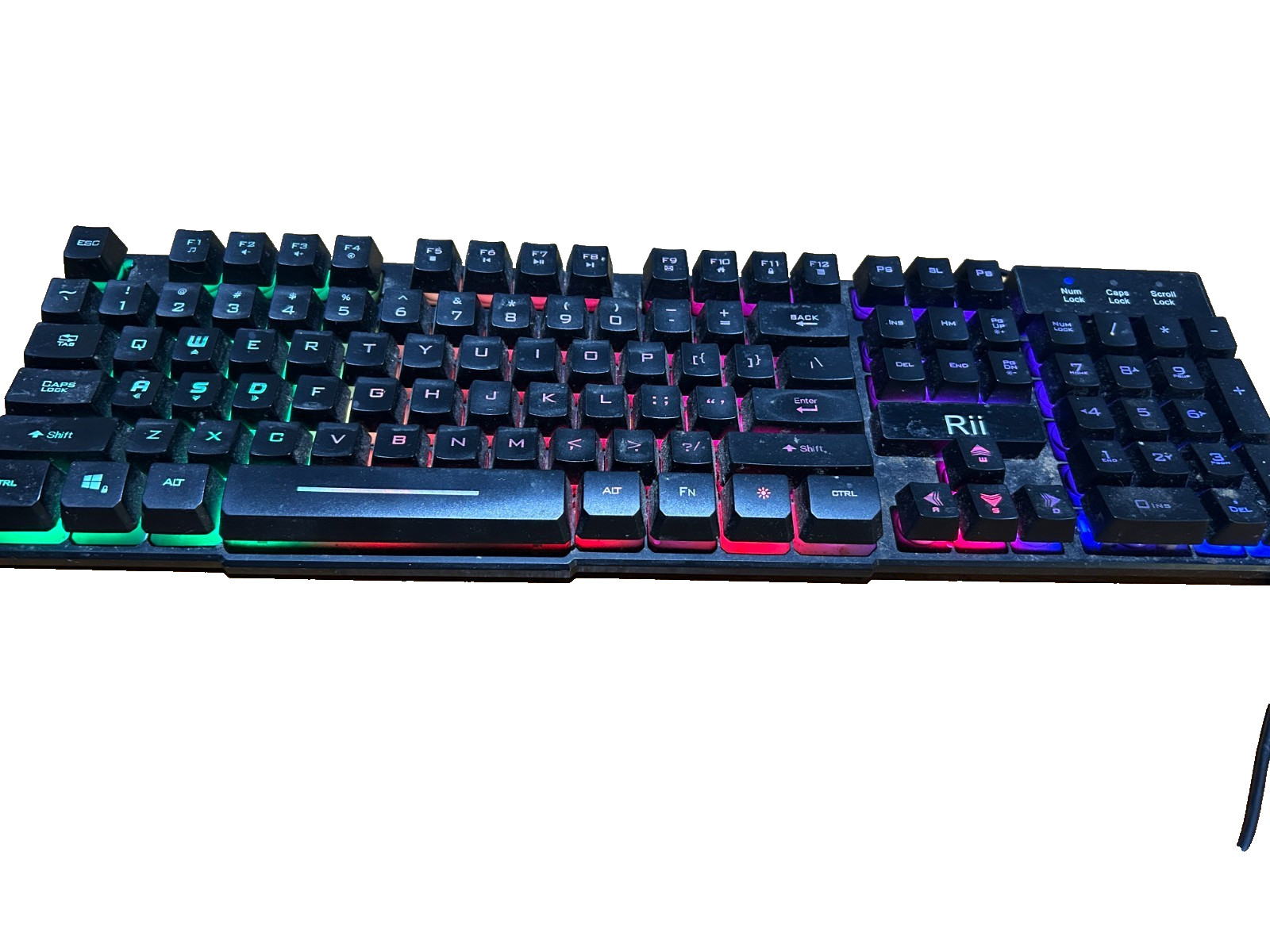 Rii RK100+ Black Gaming Keyboard,USB Wired Multiple Colors Rainbow USED