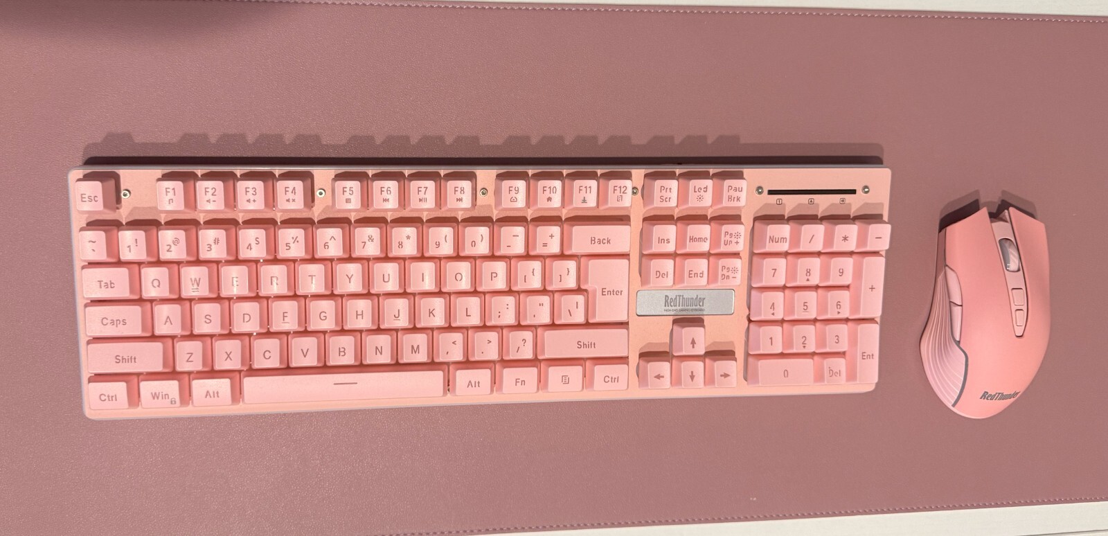 RedThunder K10 Wireless Gaming Keyboard and Mouse Combo - Pink