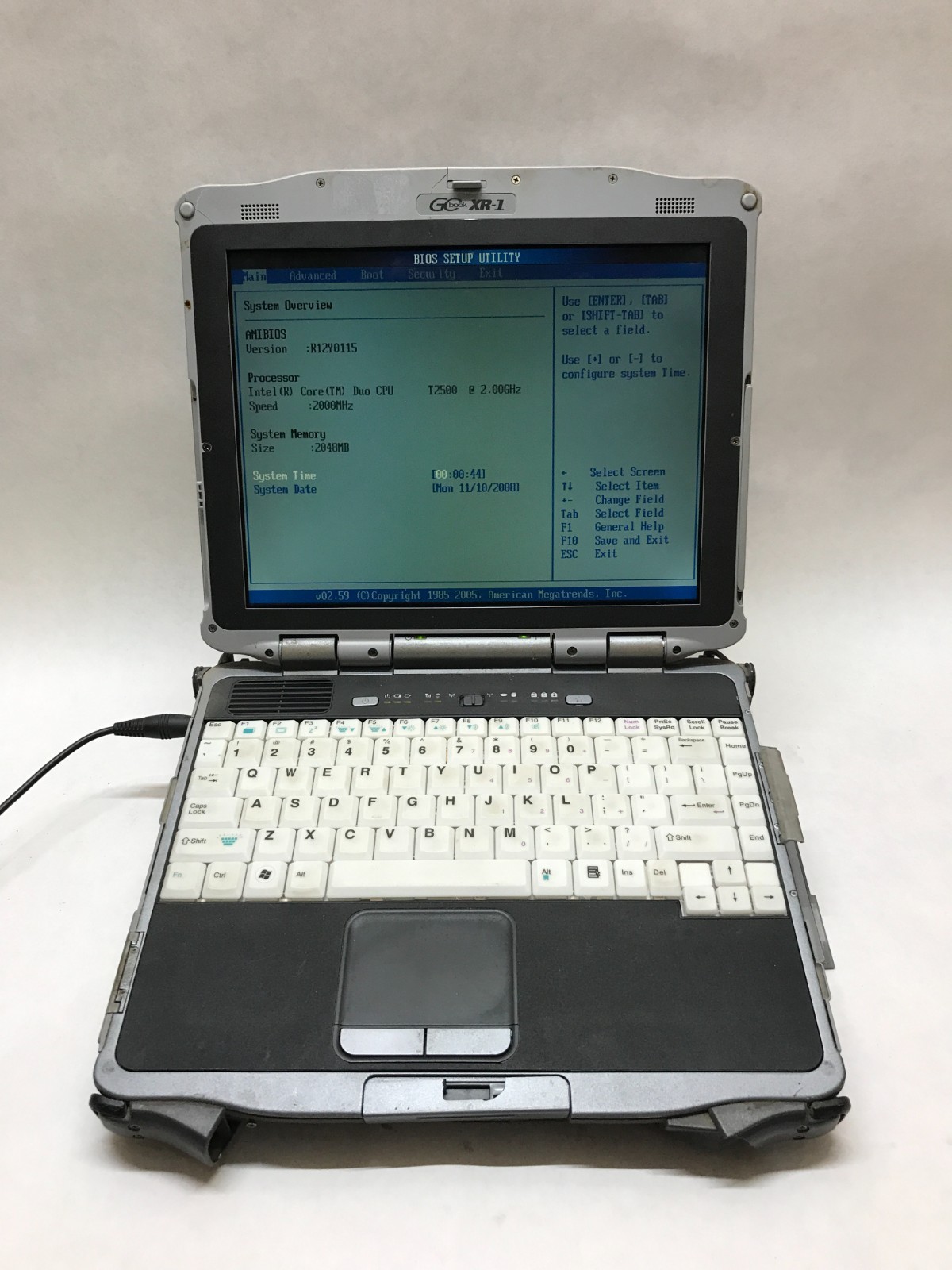 General Dynamics GoBook XR-1 12" Intel Core Duo 2GB RAM NO HDD/OS Boots Up - DW