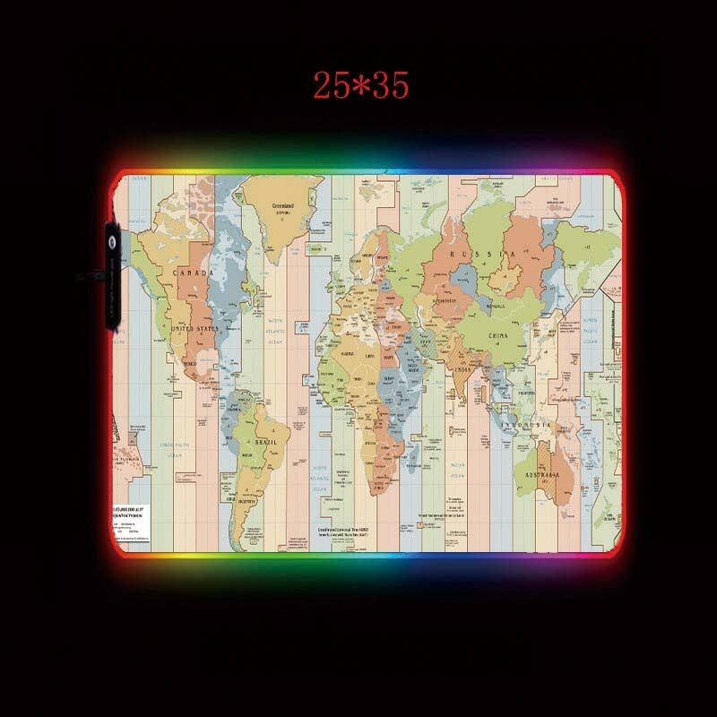 World Map Lighted RGB Mouse Pad Computer Mousepad Desk Keyboard Mat Classy