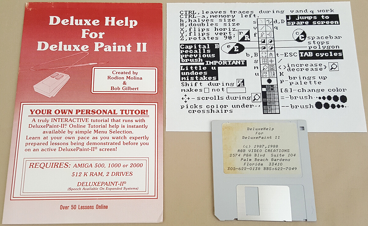 Deluxe Help for Deluxe Paint II ©1987 RGB Video Creations for Commodore Amiga