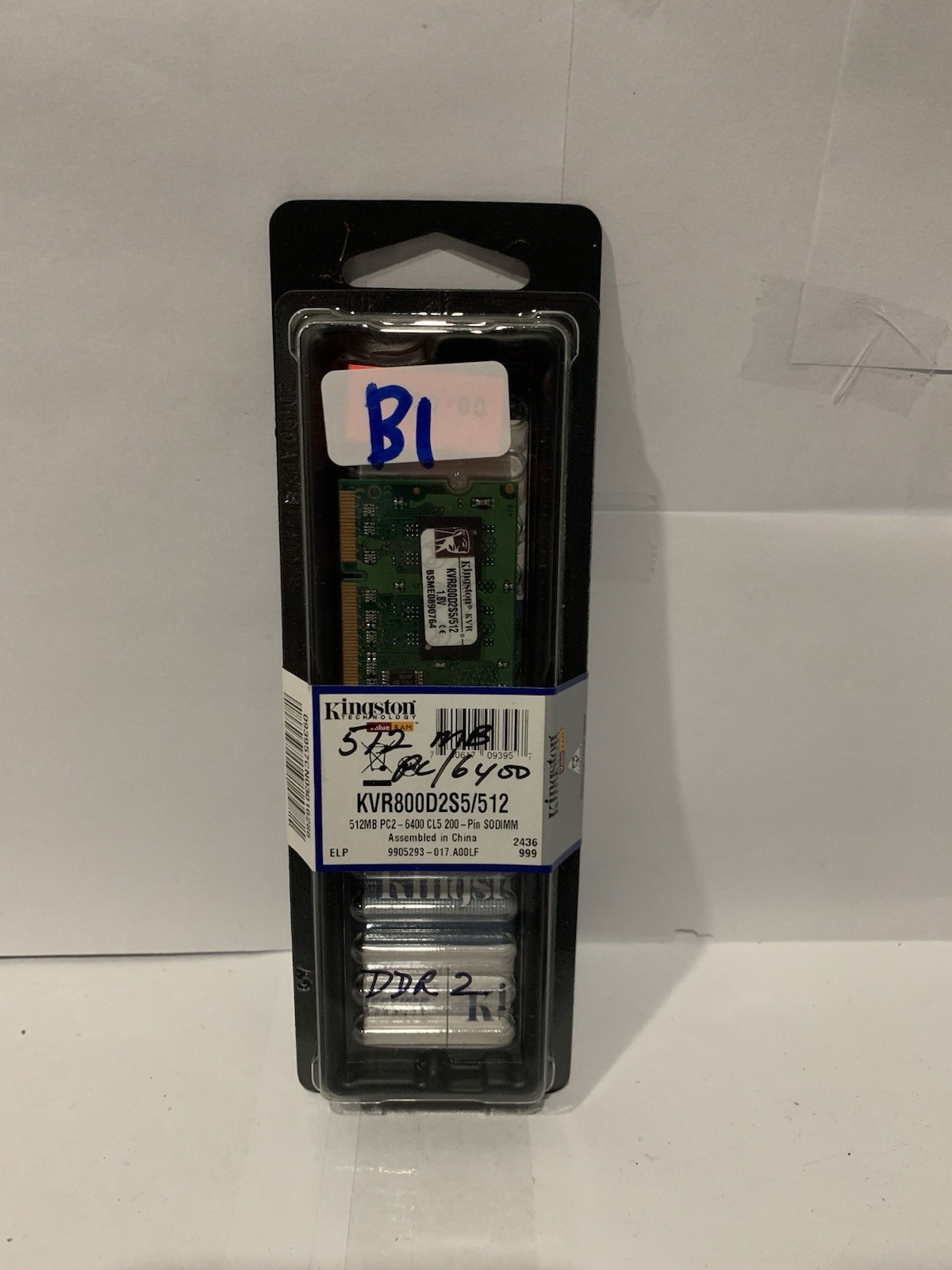 Kingston ValueRAM 512MB DDR2 PC2-6400 200-Pin SO-DIMM KVR800D2S5/512 (LOT OF 3)
