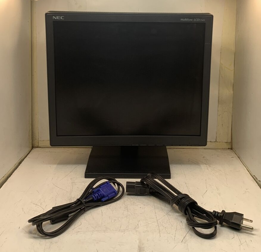 NEC 17 in Color Flat Screen Monitor LCD1760V-BK w/VGA & Power Cables