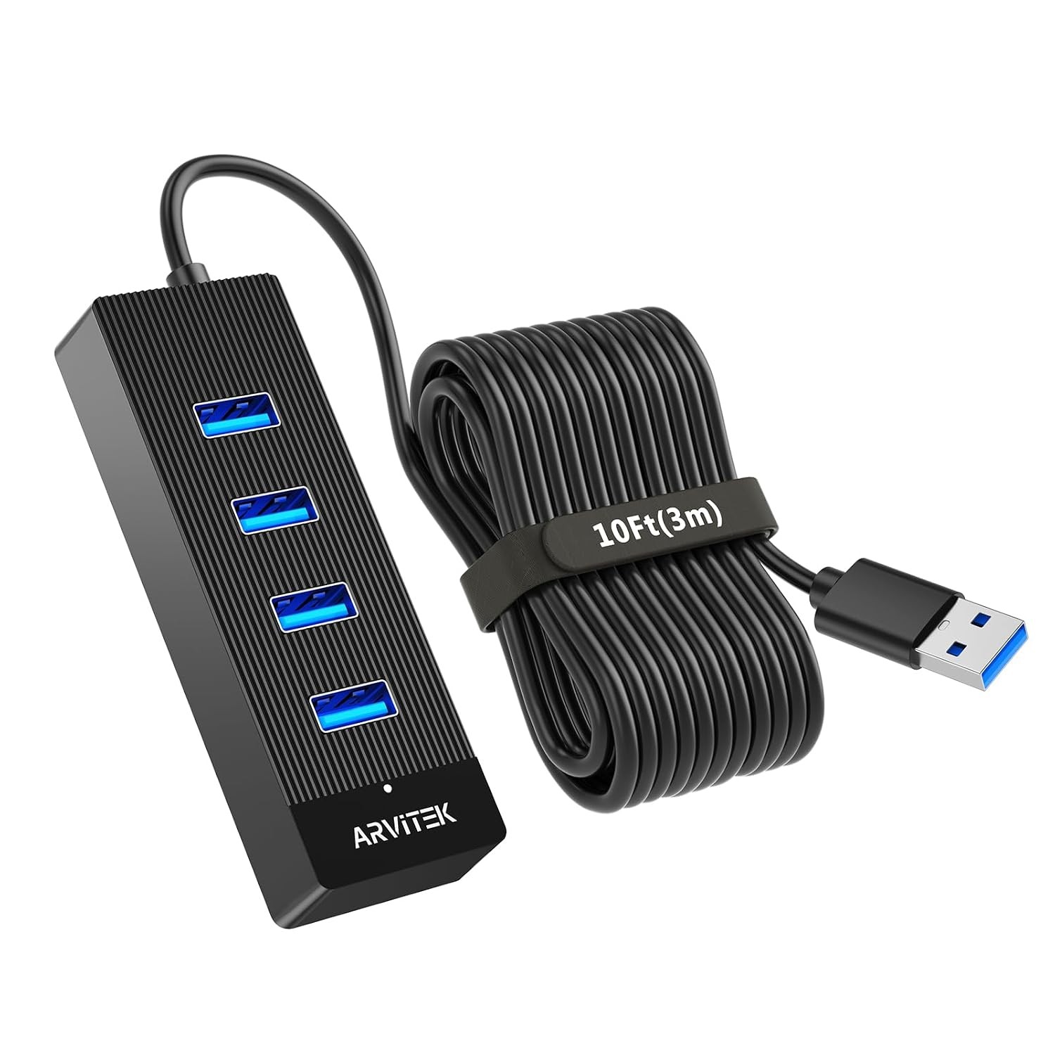 10ft 4-Port USB 3.0 Hub Long Cable for PC, USB 3.0 Extender Hub 5Gbps