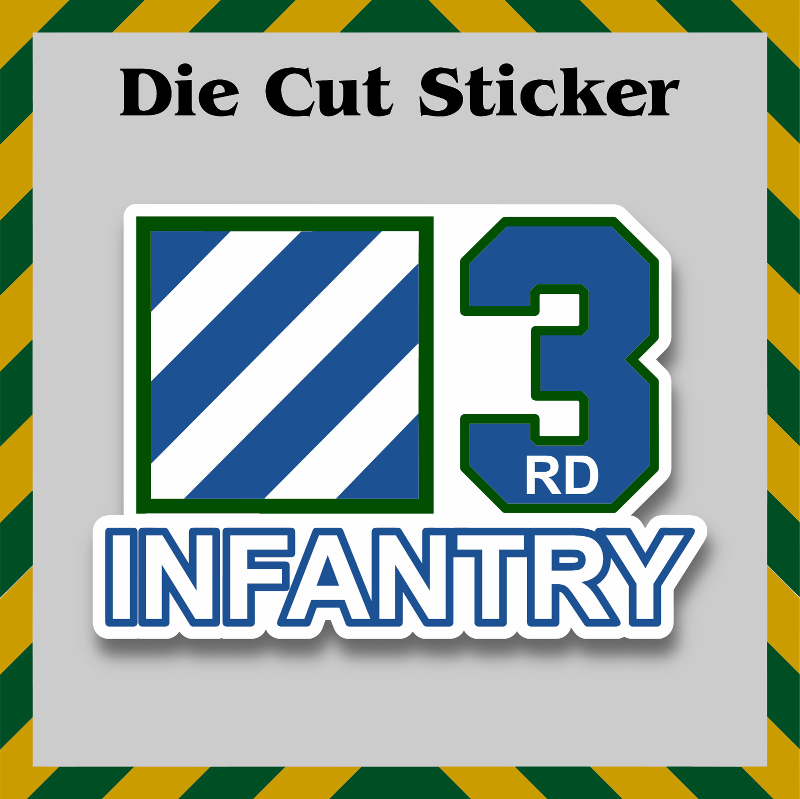US Army 3rd Infantry Division Sticker, Waterproof Vinyl Printed Decal