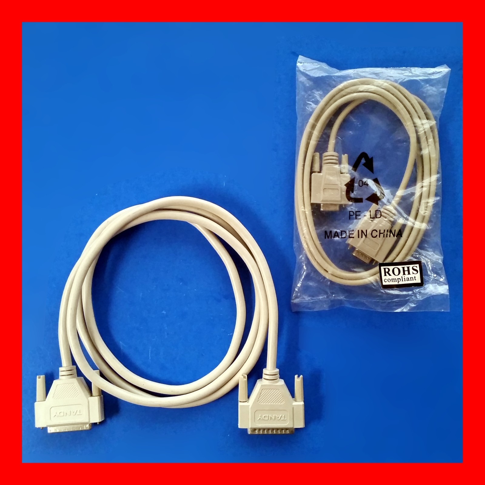 2 pc Set RS-232 Serial Port Cable 25-Pin DB25 9-Pin DB9 Male to Female Lot USA