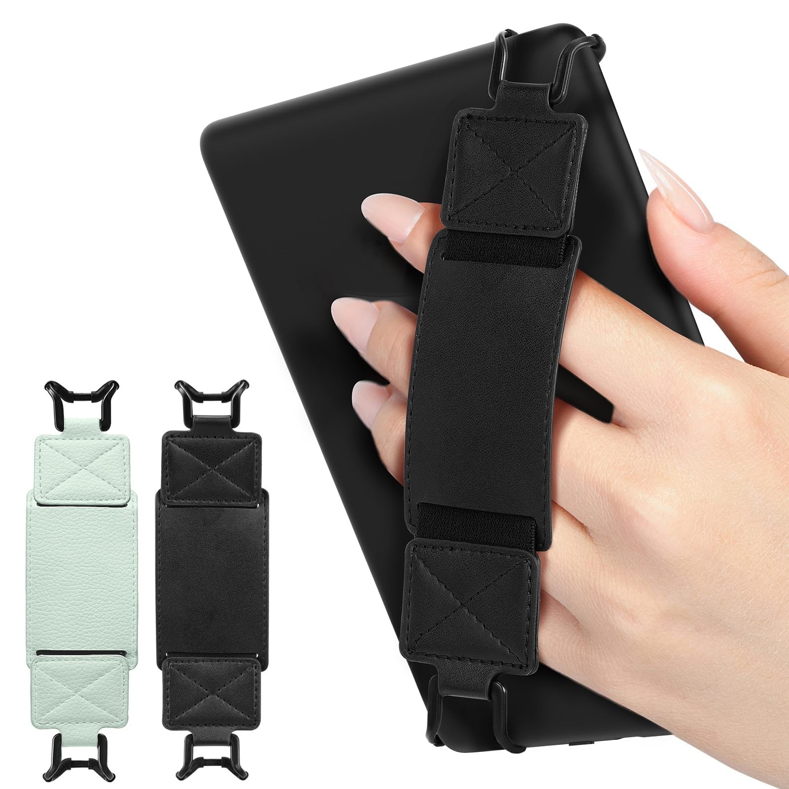MoKo 2 Pack Security Hand Strap for 6-8" Kindle 2 Pack, 1-agave Green+black