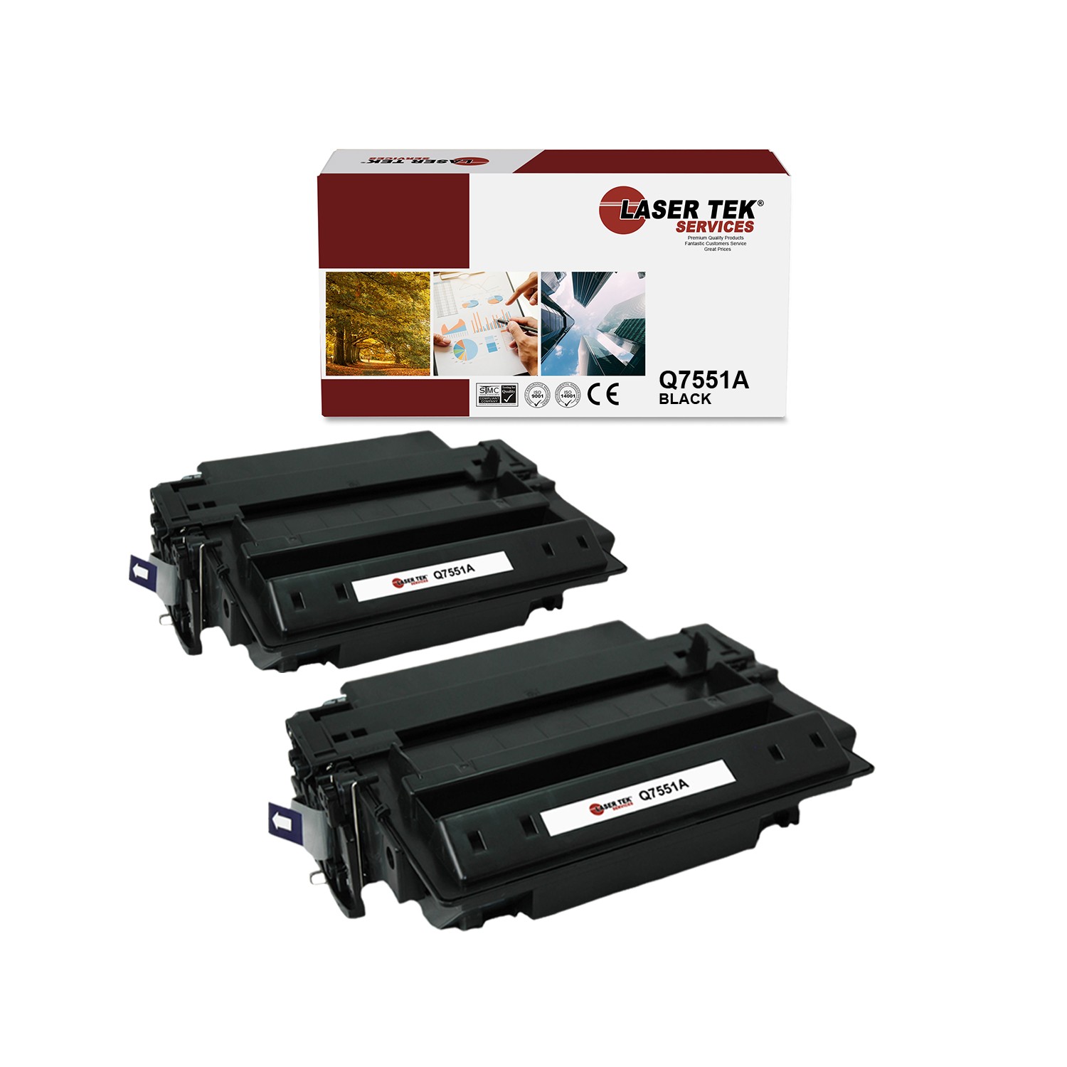 2Pk LTS 51A Q7551A Black Compatible for HP LaserJet M3027 M3027x M3035 MFP Toner