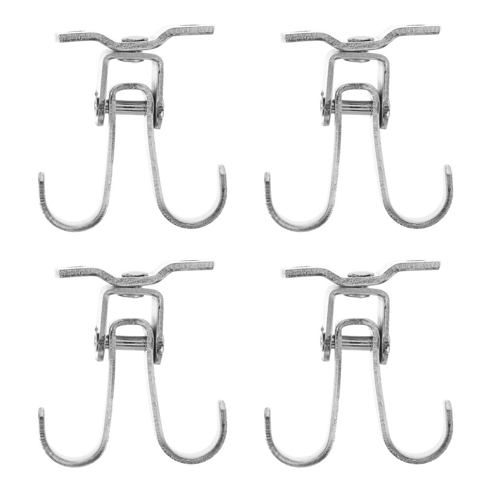 4Pcs Durable Stainless Steel Double Hook Ceiling Mount Swivel Hanger for Plants