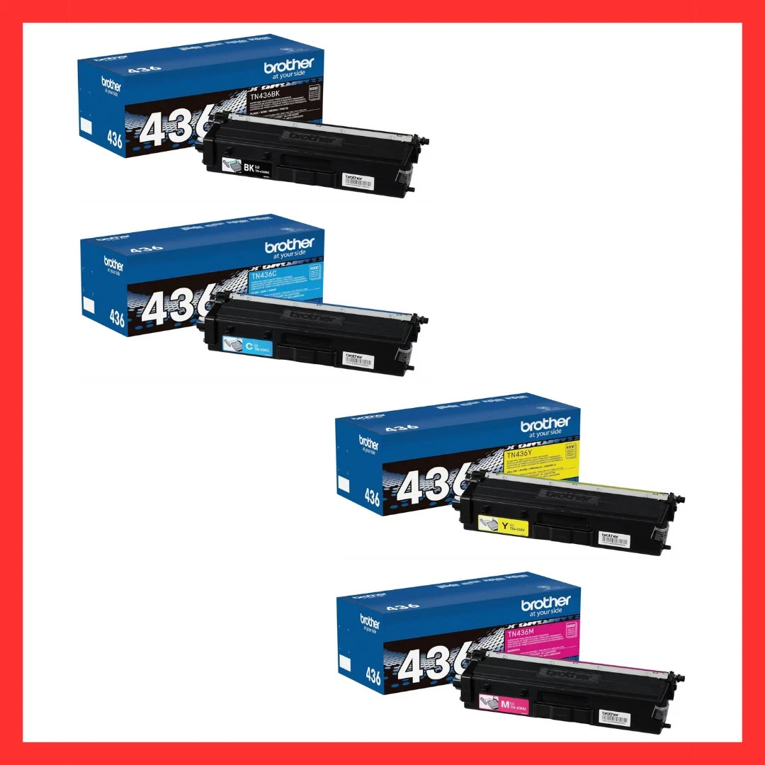 Original Brother TN436 Super High Yield Toner Cartridge Set 4-Pack (BCMY)