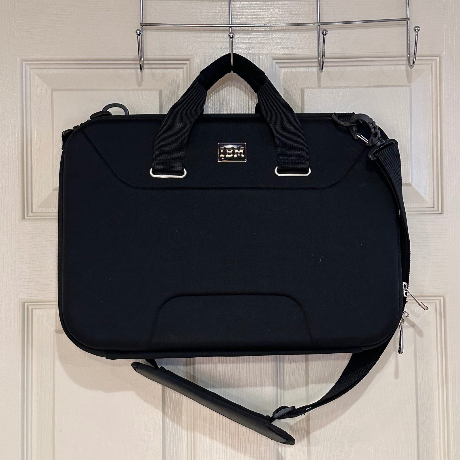 IBM Black Hard Shell Laptop Briefcase Messenger Bag with Shoulder Strap