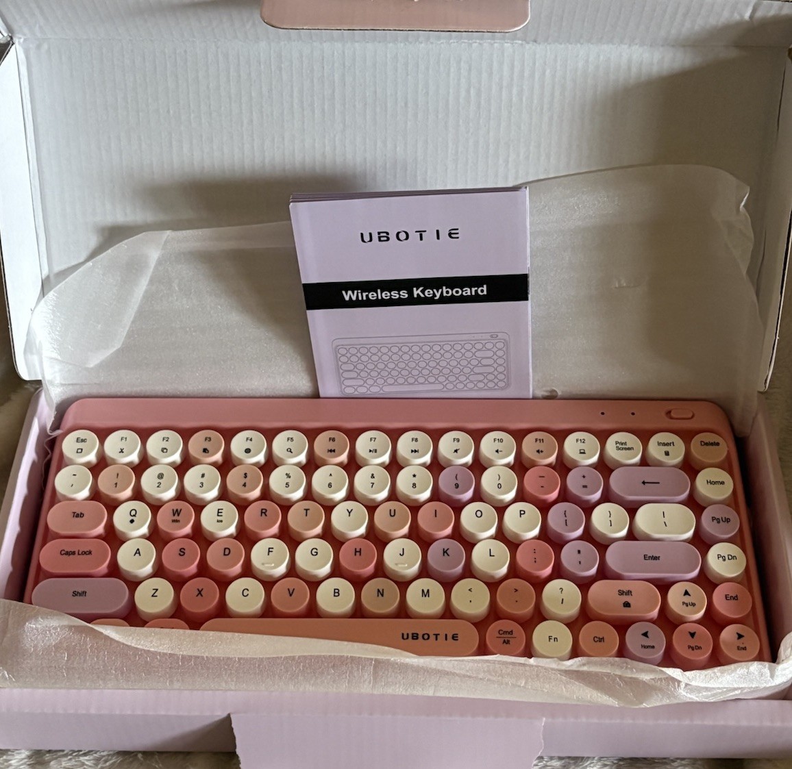 UBOTIE Portable Bluetooth Pink Computer Keyboard Wireless